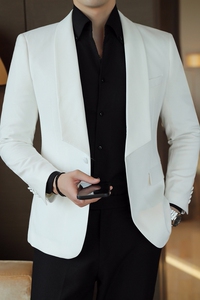 人模图2025新款男士休闲西服时尚青果领修身西装单西DX6901P165图片