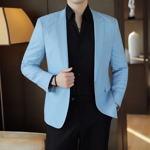 人模图2025新款男士休闲西服时尚修身西装条纹单西外套DX6931P165图片