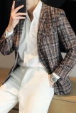 模特图2025年男士休闲西服修身时尚西装单西外套DX6956P185，男装西服套装，电商D216