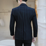 模特图2025年男士春季青年时尚休闲条纹西装单西外套DX6104P165，男装西服套装，电商D216