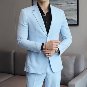 模特图新款男士时尚休闲西装韩版修身西服外套单西上衣DX6837P165图片