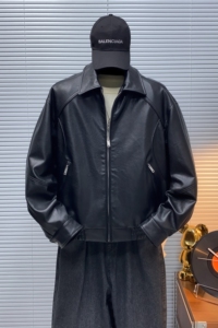 架子图-新标90白鸭绒男士宽松短款皮衣羽绒服75536P330图片