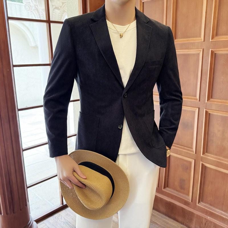灯芯绒款2025年男士休闲西服修身西装纯色单西外套DX6948P165,男装西服套装,电商D216