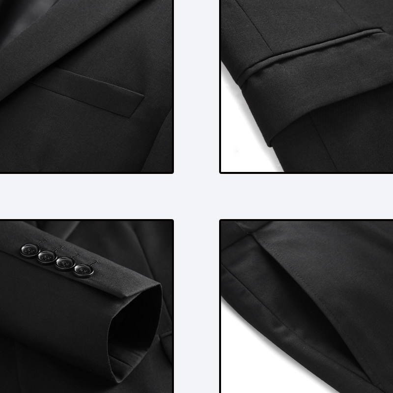 纯黑M-6XL外贸西服套装三件套一粒扣2边开叉男士西装7001P190,男装西服套装,电商D216