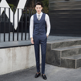 2025春季薄款S-5XL男士双排扣西服套装三件套6031P290，男装西服套装，电商D216