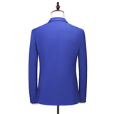 宝蓝M-6XL外贸西服套装三件套一粒扣2边开叉男士西装7001P190，男装西服套装，电商D216