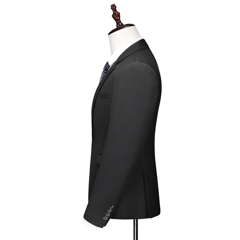 纯黑M-6XL外贸西服套装三件套一粒扣2边开叉男士西装7001P190,男装西服套装,电商D216