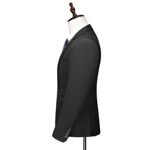 纯黑M-6XL外贸西服套装三件套一粒扣2边开叉男士西装 7001P190图片