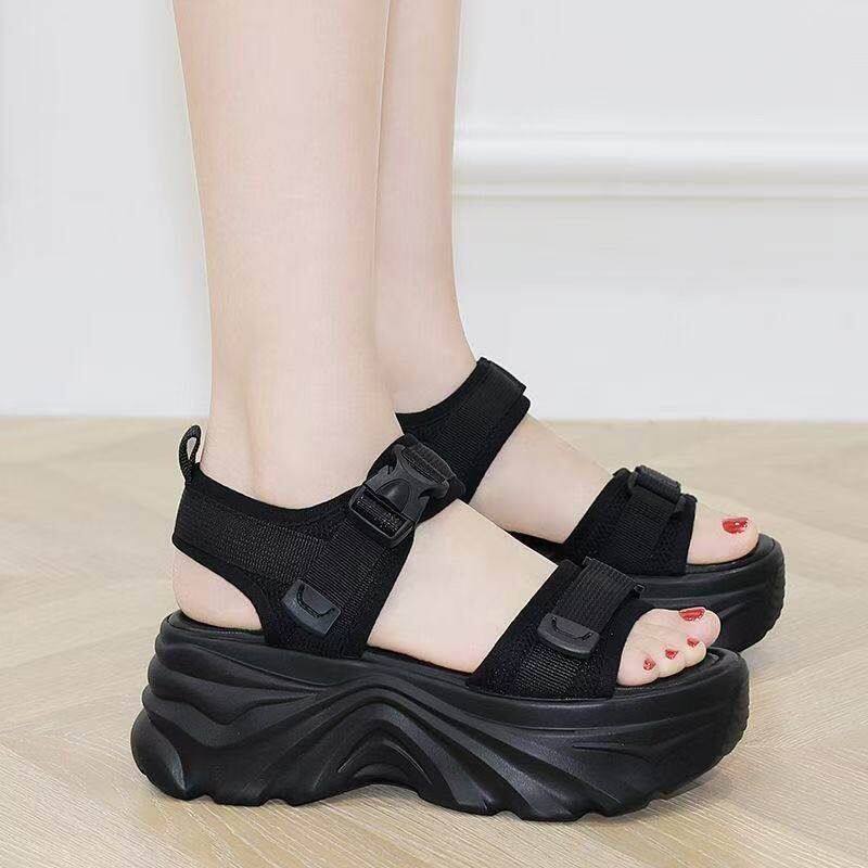 女外夏季穿沙滩鞋松糕凉鞋老爹百搭厚底新款网红防滑运动2025软底