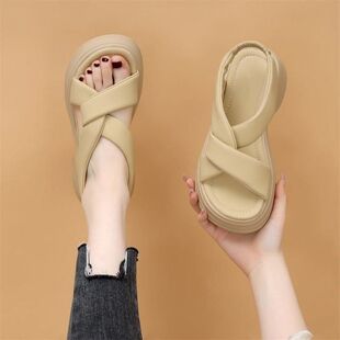 2025涼鞋 穿露女沙灘新款 趾裙子羅馬鞋 休閑配風外海邊 仙女厚底夏季