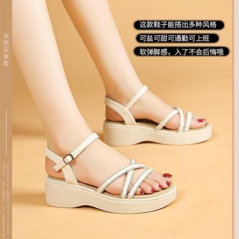 2026软底年水钻厚底凉鞋女带新款