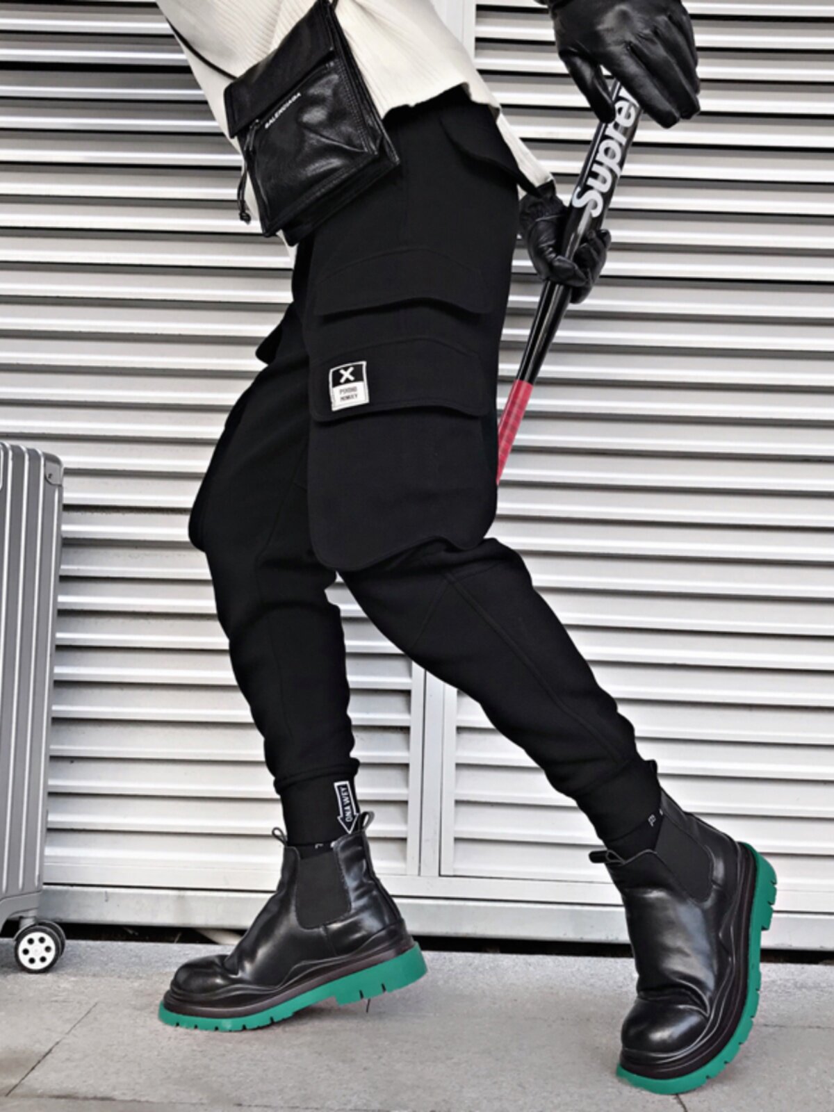 오보이 봄 가을 남성용 블랙 기능성 바지 멋스럽고 다재다능한 바지 트렌디한 남성용 신축성 캐주얼 팬츠