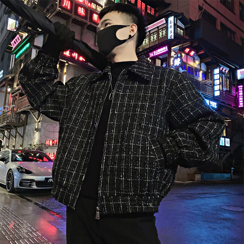OBOY 봄 가을 핫 스타일 작은 향수 재킷 남성 트렌디 브랜드 잘 생긴 캐주얼 재킷 플러스 벨벳 따뜻한 겨울 남성용 탑