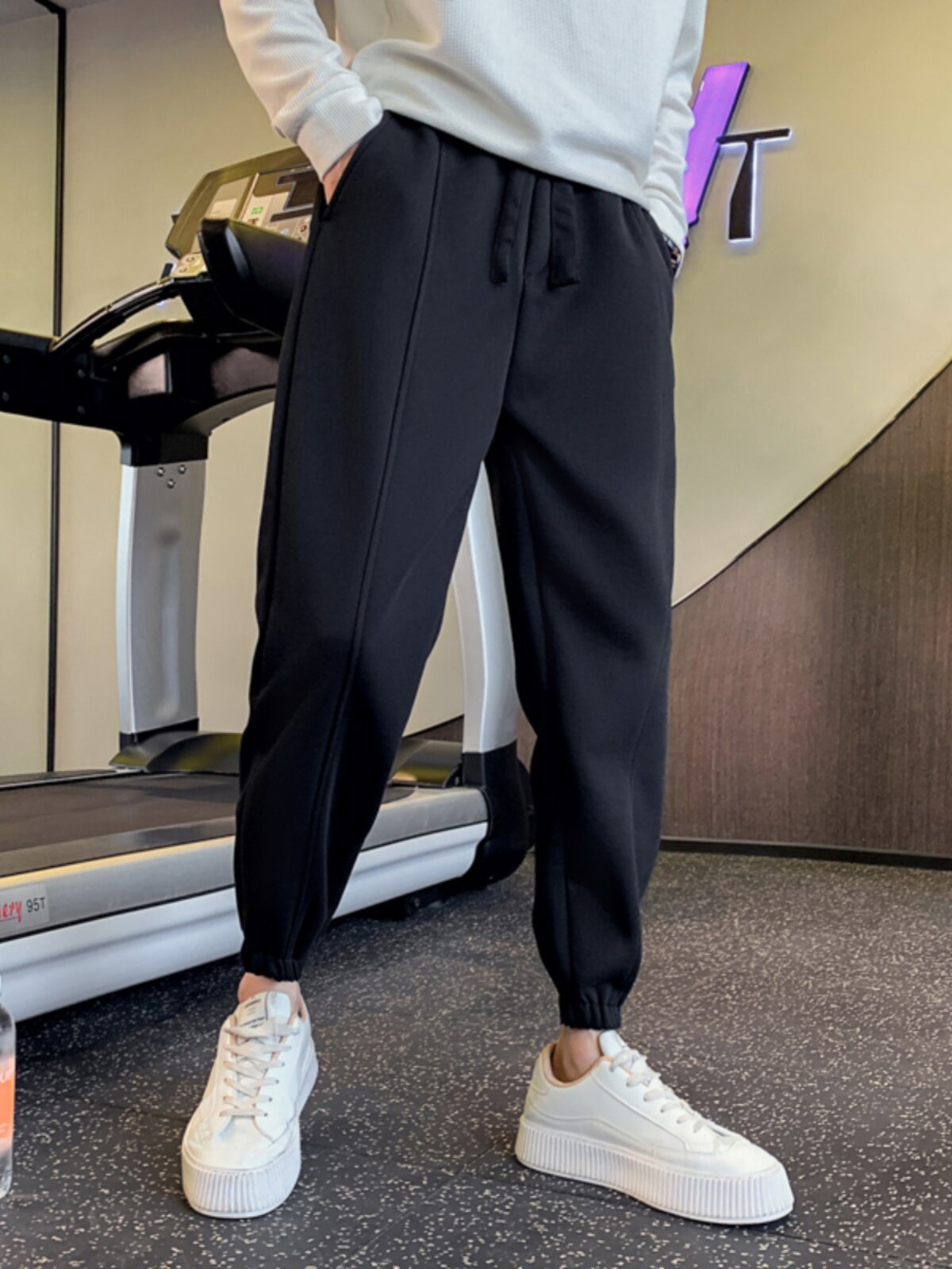 OBOY 봄 가을 하이 엔드 스웨트 팬츠 남성 트렌디 브랜드 잘 생긴 루즈 레깅스 트렌드 스트레치 스포츠 캐주얼 바지