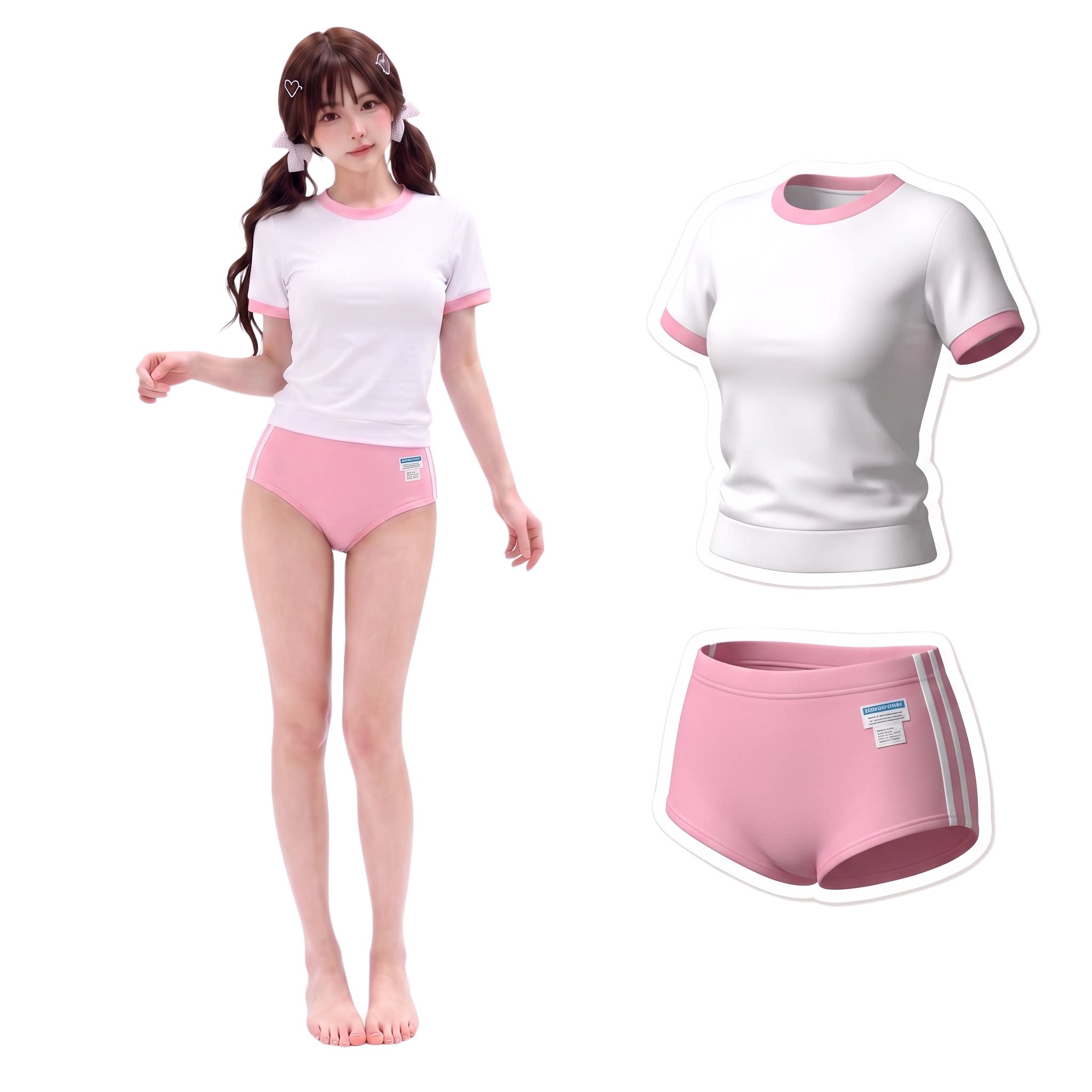 日系可爱少女粉色写真体操服泳衣