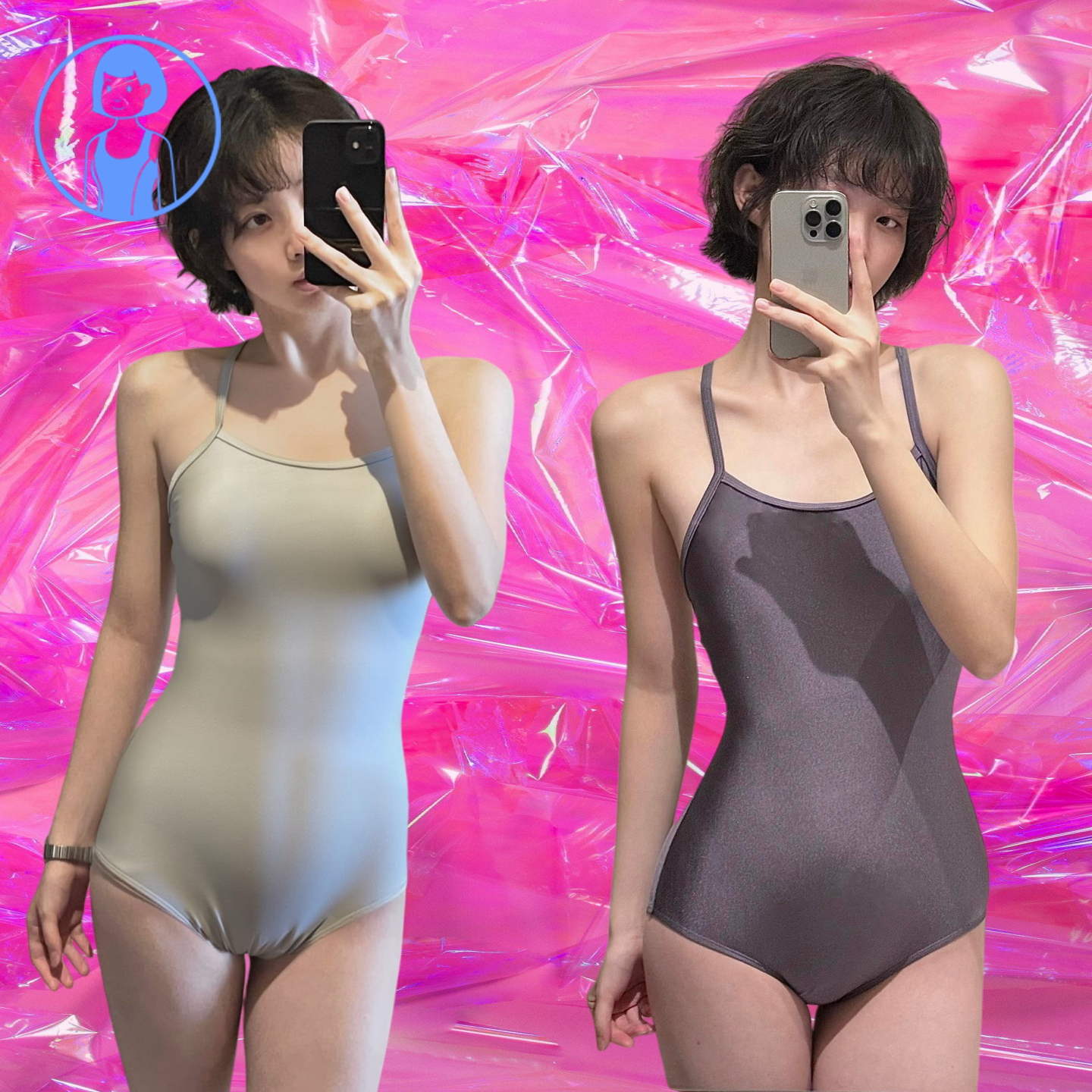 可爱少女简约风纯色竞速连体泳衣女显瘦紧身性感美臀专业游泳装