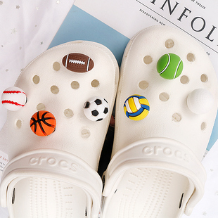 立体球洞洞鞋配饰适配crocs装饰配件足球类diy鞋花鞋面鞋扣可拆卸
