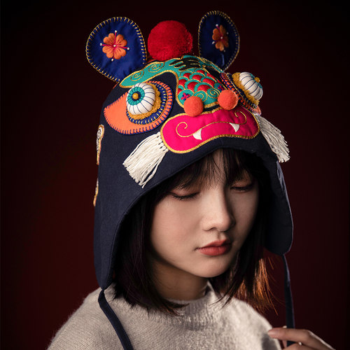 虎头帽高端手绣非遗国潮