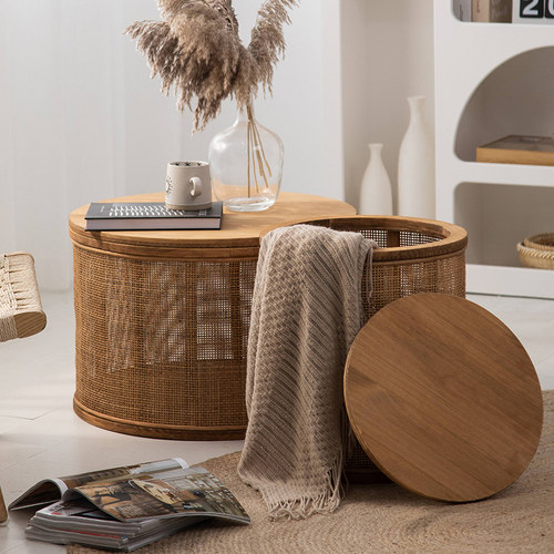 藤编实木茶几田园ins风家居好物