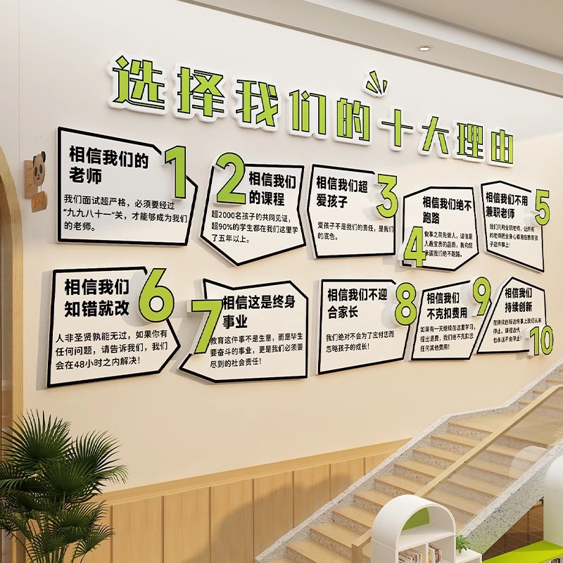 家长公约教育培训机构班级文化墙面装饰贴托管早教幼儿园环创校区