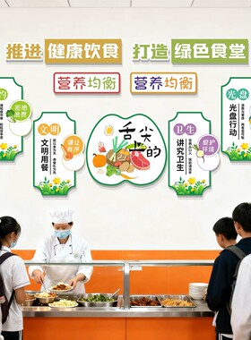 学校食堂文明标语装饰画职工饭堂背景墙绿色健康饮食宣传文化墙贴