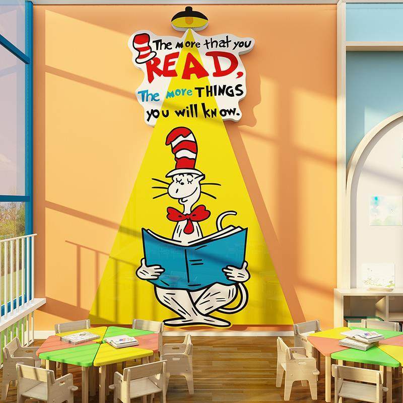 图书角布置装饰阅读区文化墙面贴绘本馆环创幼儿童园英语教室主题,家居饰品,软装墙贴,淘宝优惠券,粉丝福利购,淘宝优惠卷