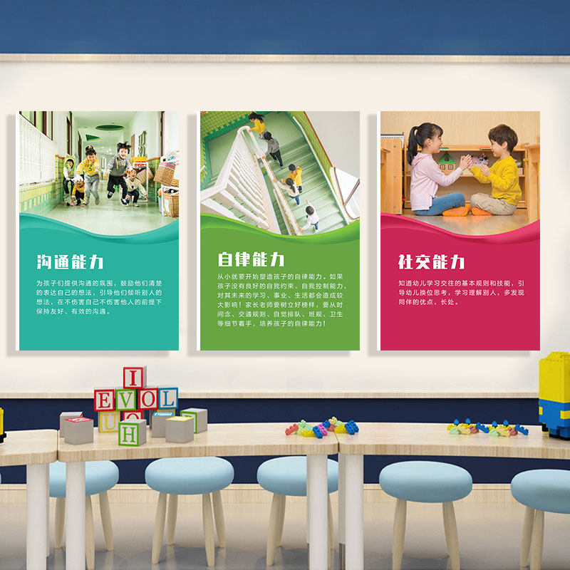 幼儿园墙面装饰教室楼梯走廊布置壁画早教培训班励志宣传挂画贴纸