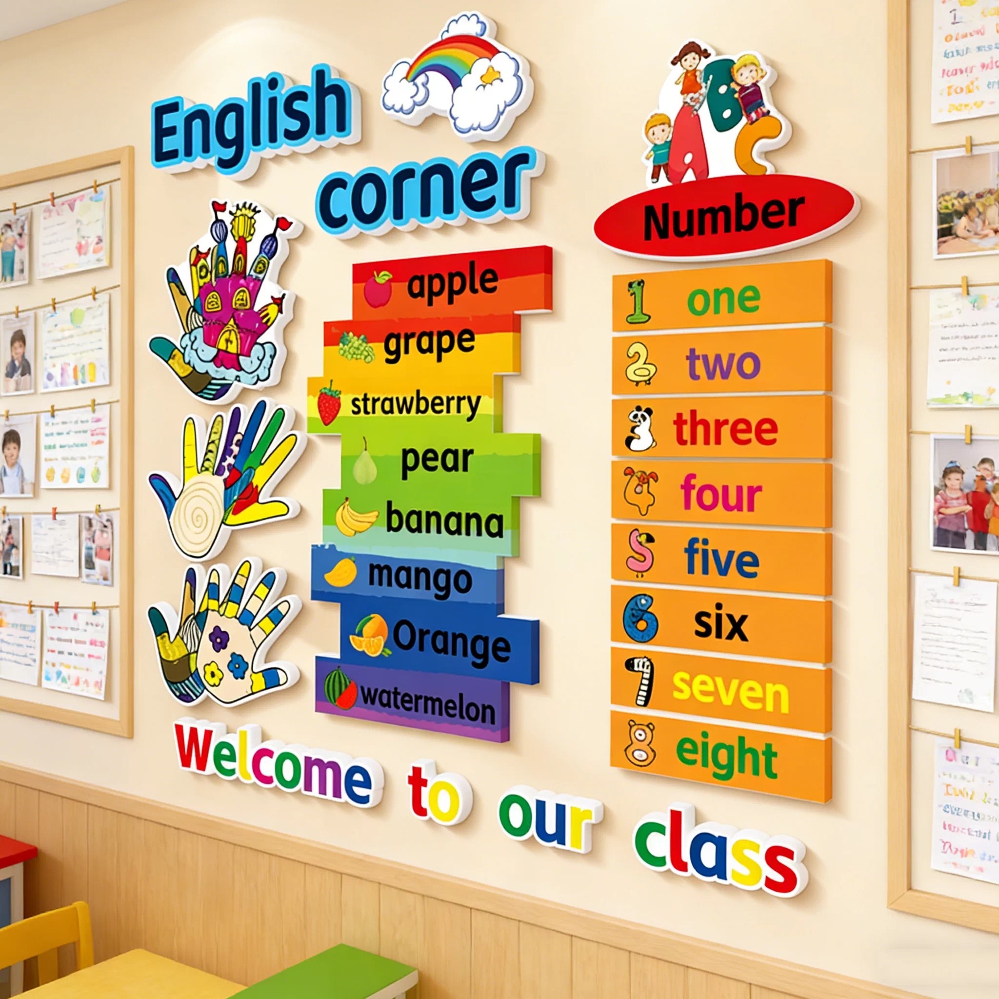 英语教室墙面装饰贴纸幼儿园环创英文绘本馆培训机构班级文化墙贴