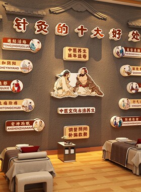 中医馆阁文化形象背景墙面装饰贴艾针灸广告挂画养生氛围布置室图