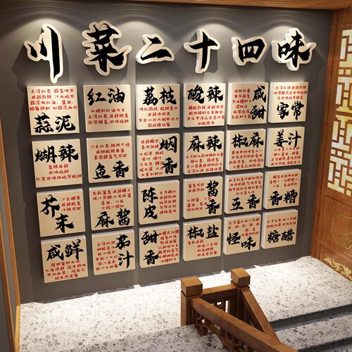 四川菜24味墙面装饰挂画餐饮江湖饭馆市井重庆风火锅氛围布置元素