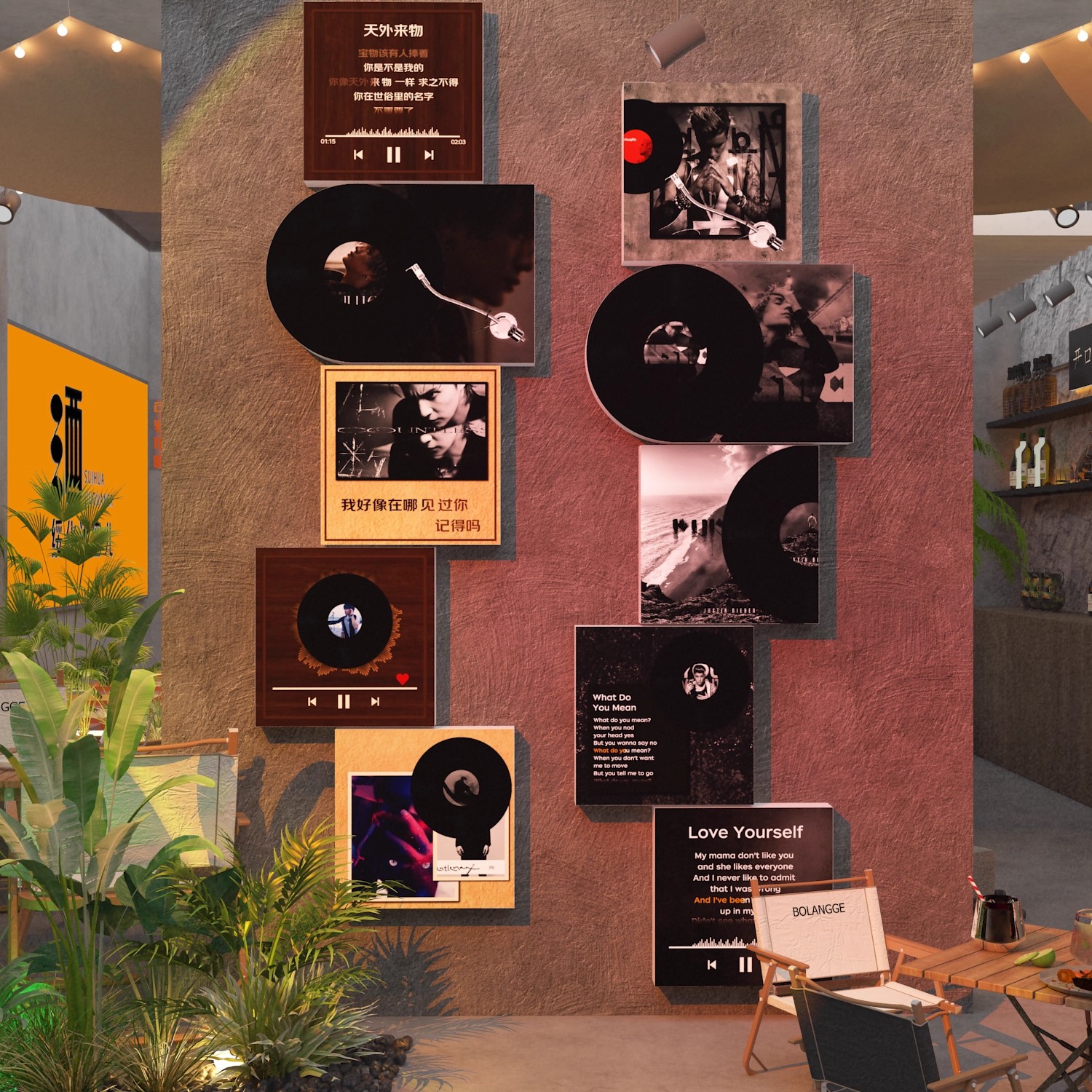 网红打卡周杰伦歌词酒吧装饰品场景海报音乐奶茶背景形象墙面贴纸