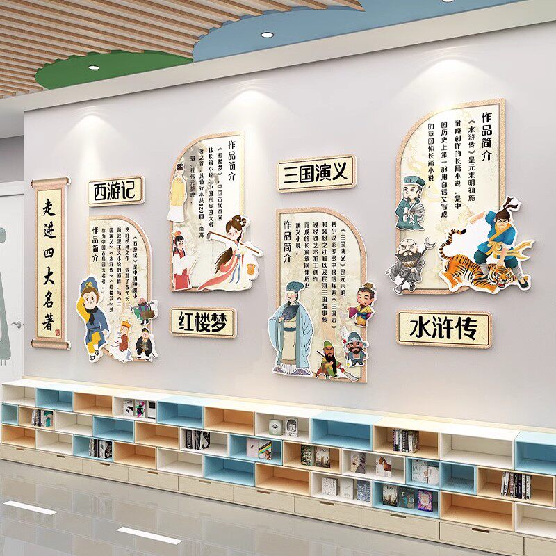 幼儿园环创四大名著主题墙面装饰楼梯走廊文化背景布置材料黑板报