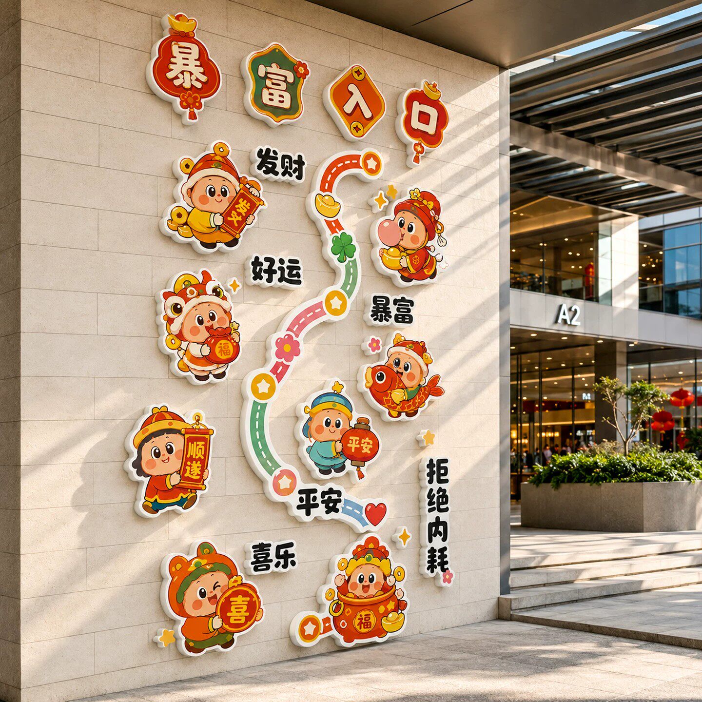 网红奶茶火锅烧烤餐饮店铺门口装饰吸引人户外小庭院氛围布置暴富