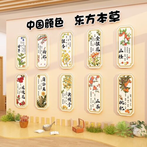 幼儿园环创主题材料中医草药文化墙面装饰养生馆氛围布置形象挂画