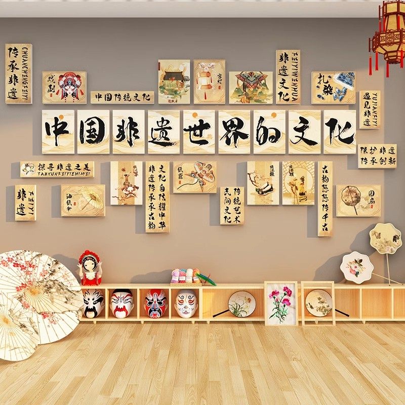 幼儿园环创中国非遗传统文化背景布置主题材料成品走廊墙面装饰画