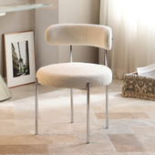 北欧轻奢奶油风梳妆泰迪绒餐椅梳妆台椅子女生卧室化妆椅高级靠背