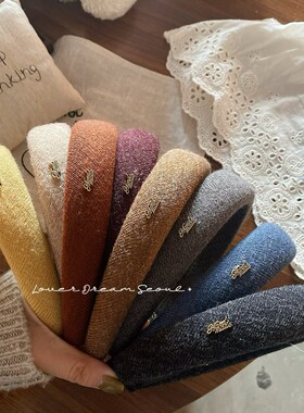 韩国ins风秋冬毛毡纯色复古发箍HANDMADE标修脸发箍高级感发箍女