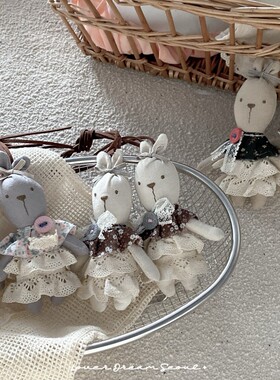 森系手工布艺动物挂件可爱兔子青蛙猫咪小熊配饰长绳项链挂饰批发