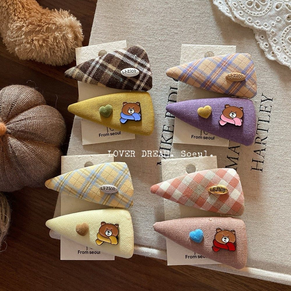 韩系姜黄格纹布艺水滴bb夹高级感女孩侧边刘海发夹ins发卡发饰品,饰品/流行首饰/时尚饰品新,发饰,淘宝优惠券,粉丝福利购,淘宝优惠卷