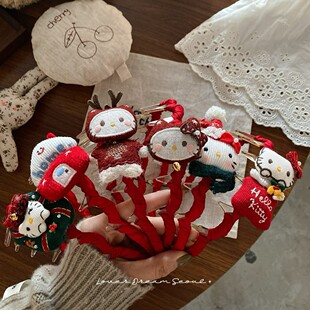 韩国ins风红色圣诞新年卡通发箍修脸高卢顶彩色发箍可爱甜美发箍