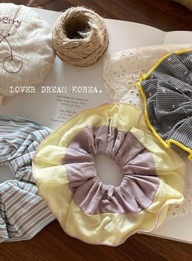 设计感黄色春季双层布艺大肠发圈女韩系扎头发丸子头发圈大肠圈
