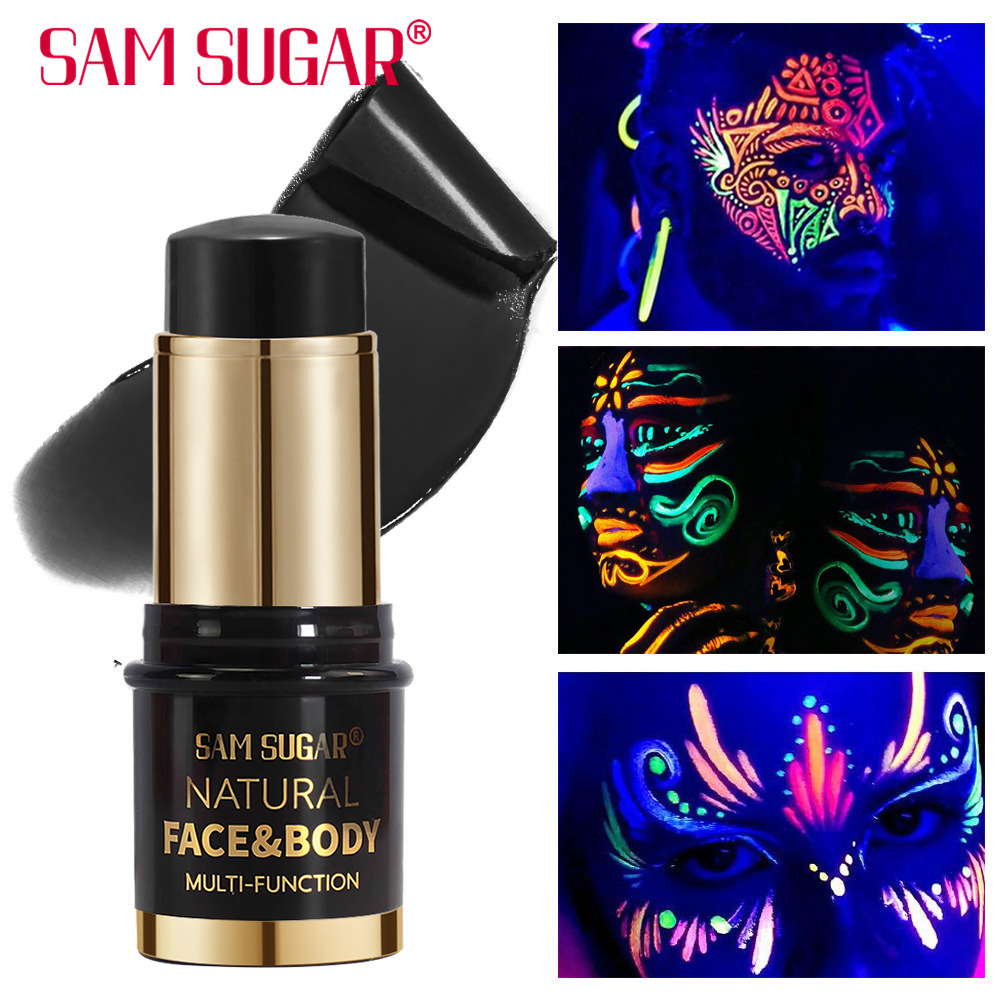 SAM SUGAR12色UV万圣节荧光彩绘棒 脸部身体彩绘膏舞台派对妆跨境