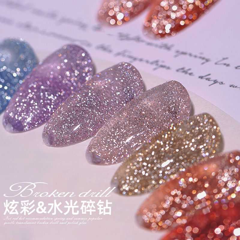 网红脚趾指甲油胶2024年新款爆闪七彩蹦迪碎钻胶流行色美甲店专用