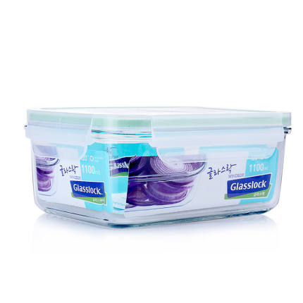 Glasslock钢化玻璃保鲜盒耐热微波炉饭盒 MCRB110/1100ml韩国原装
