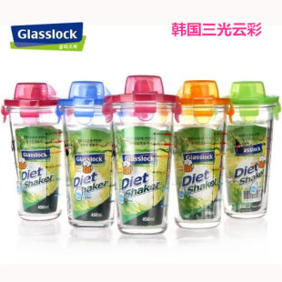 韩国原装进口GlassLock三光云彩PC318玻璃水杯便携耐热杯450ML