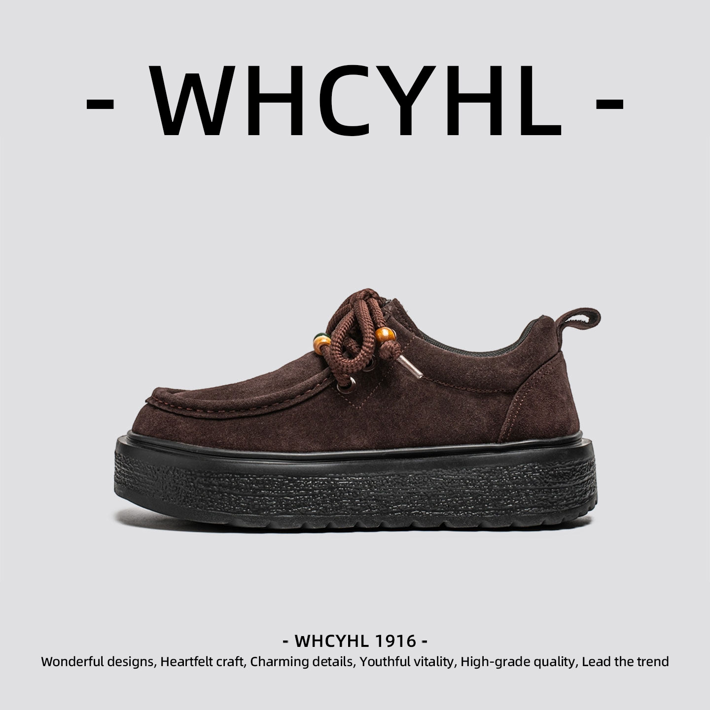 【轻奢潮牌】WHCYHL男鞋2026春季新款复古男休闲鞋厚底简约袋鼠鞋,流行男鞋,时尚休闲鞋,淘宝优惠券,粉丝福利购,淘宝优惠卷