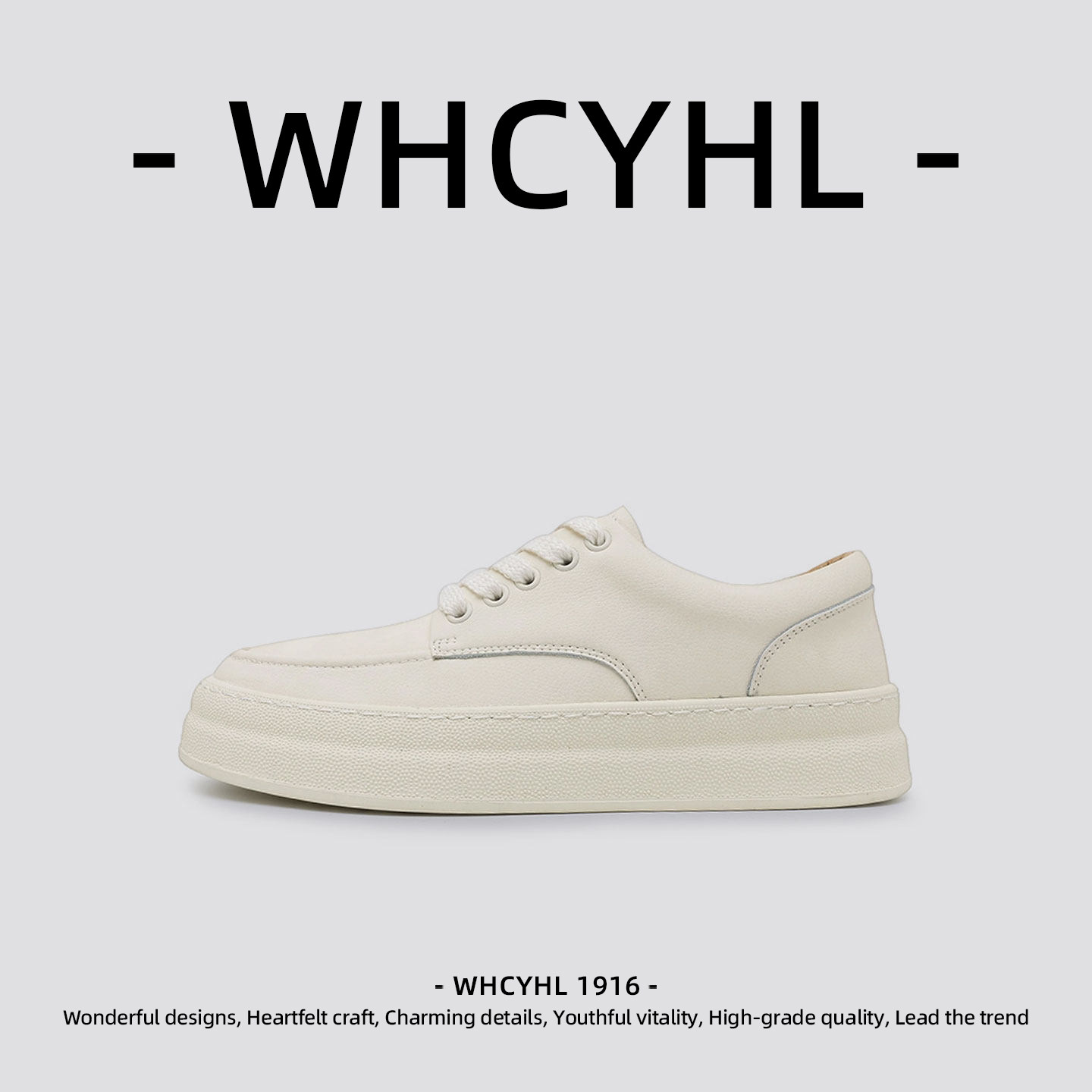 【轻奢潮牌】WHCYHL高级感休闲板鞋男款春季简约百搭男士小白鞋,流行男鞋,休闲板鞋,淘宝优惠券,粉丝福利购,淘宝优惠卷