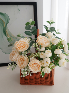 假花摆设仿真花家居客厅摆件餐桌茶几花摆花束插花绢花装饰塑料花