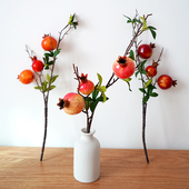 仿真花石榴果实树枝装 饰客厅餐桌苹果假花摆设玄关干花束插花摆件