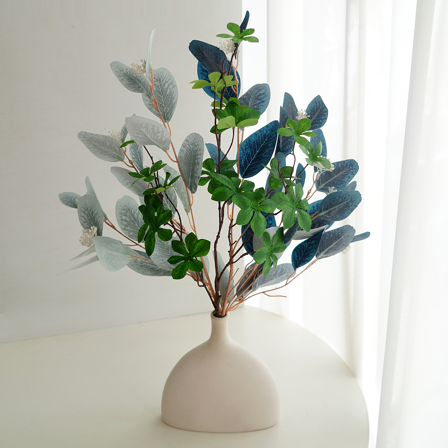 尤加利叶绿植仿真花高级感逼真假花花束摆件客厅插花花艺装饰摆设